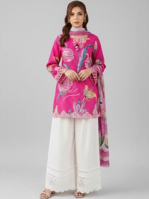 D.A.Kurtis. Women Floral Printed Regular Kurti with Palazzos & With Dupatta