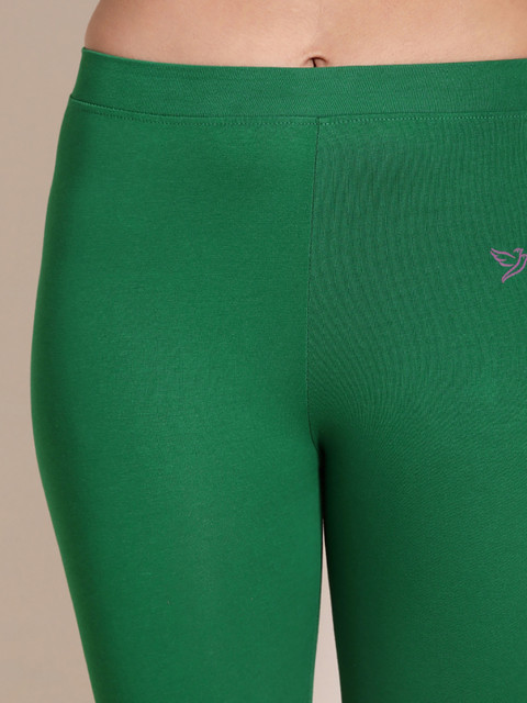 TWIN BIRDS Women Green Solid Churidar-Length Leggings - Image 7