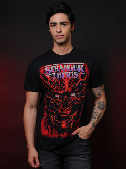 Free Authority Stranger Things Printed Cotton Round Neck T-shirt