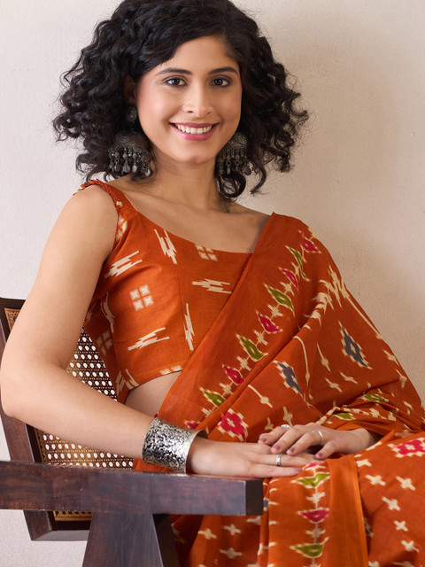 Mitera Ethnic Motifs Ready to Wear Ikat Saree