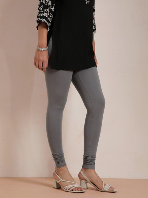 TWIN BIRDS Women Grey Solid Churidar-Length Leggings - Image 2