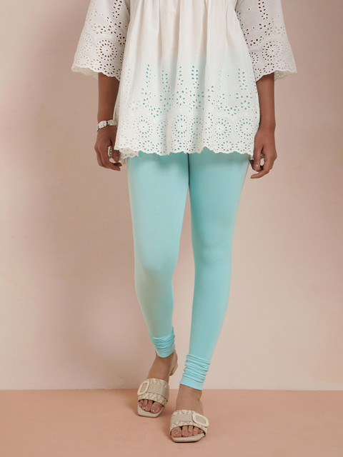 TWIN BIRDS Women Blue Solid Churidar-Length Leggings