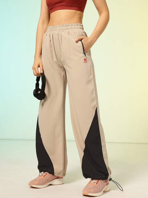 HRX by Hrithik Roshan Women Rapid-Dry Wide Leg Lifestyle Track Pants with Toggle at Hem