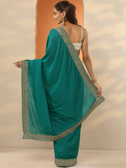 Libas Ethnic Motifs Embroidered Silk Blend Heavy Work Saree - Image 3