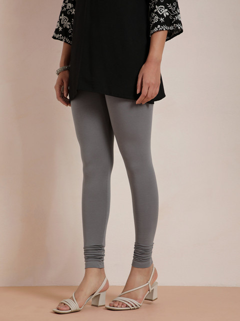 TWIN BIRDS Women Grey Solid Churidar-Length Leggings - Image 3