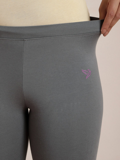 TWIN BIRDS Women Grey Solid Churidar-Length Leggings - Image 7