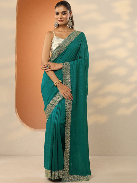 Libas Ethnic Motifs Embroidered Silk Blend Heavy Work Saree - Image 6