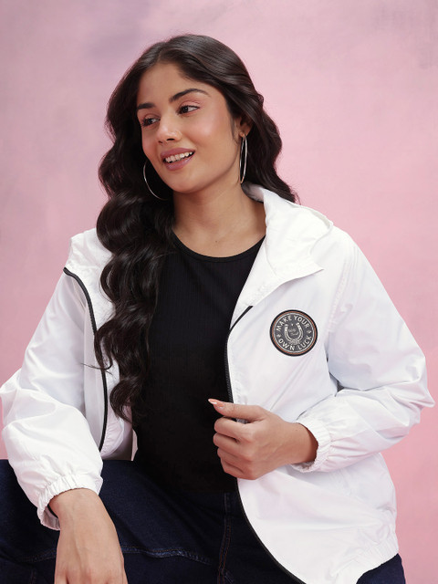 DressBerry Curve Plus Size Graphic Applique Detail Bomber Jacket