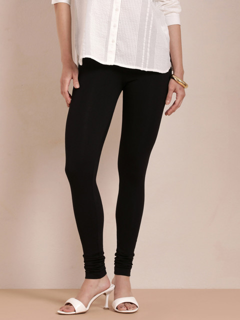 TWIN BIRDS Women Black Solid Churidar-Length Leggings