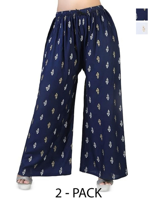 ERUDITE CLUB Women 2 Ethnic Motifs Printed Flared Ethnic Palazzos