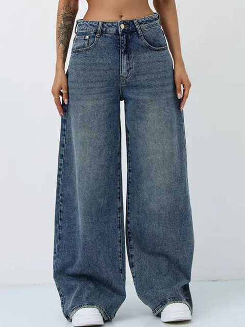 R.Code by The Roadster Life Co. Women Jean Wide Leg High-Rise Light Fade Stretchable Jeans