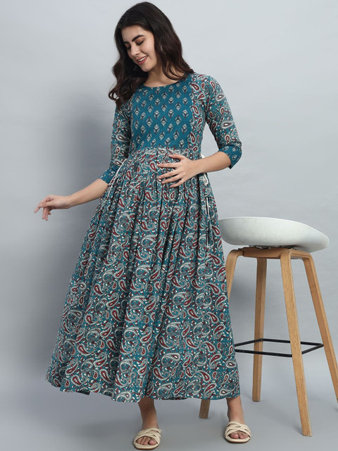 Pahanawa Print Maternity Fit & Flare Maxi Dress