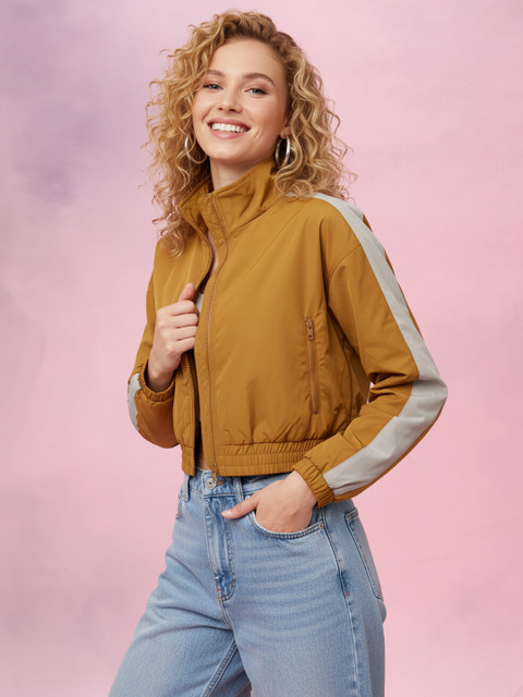 DressBerry Contrast Striped Bomber Jacket