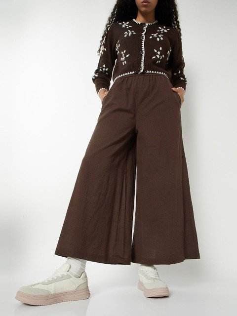 max Women Cotton Flared Palazzos