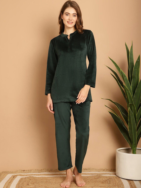 FNOCKS Velvet Full Sleeves Winter Night Suit