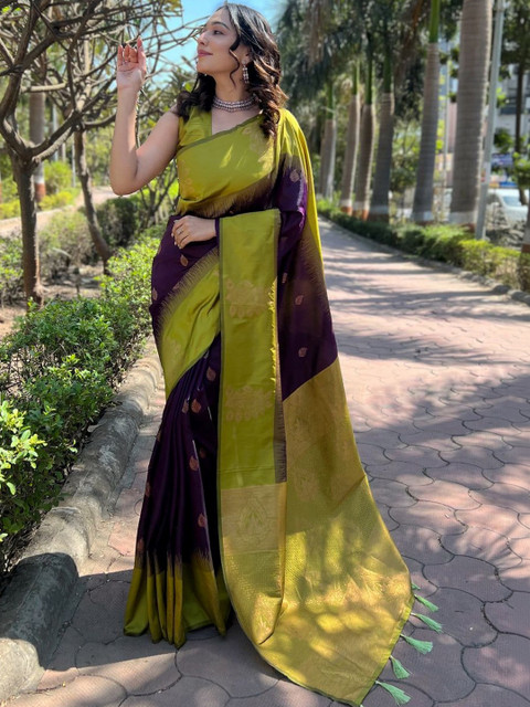 CANIZZARO Woven Design Zari Silk Blend Banarasi Saree