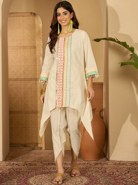 Sangria Embroidered Tunic With Trousers Co-Ords