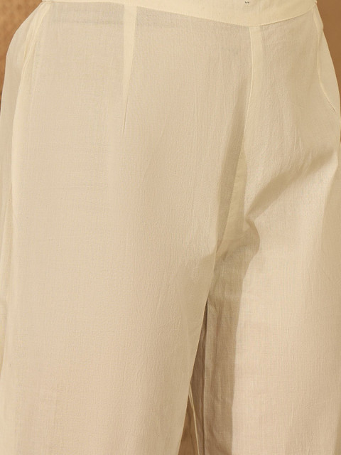 Sangria Embroidered Pure Cotton Shoulder Straps Kurta With Trousers & Dupatta - Image 5