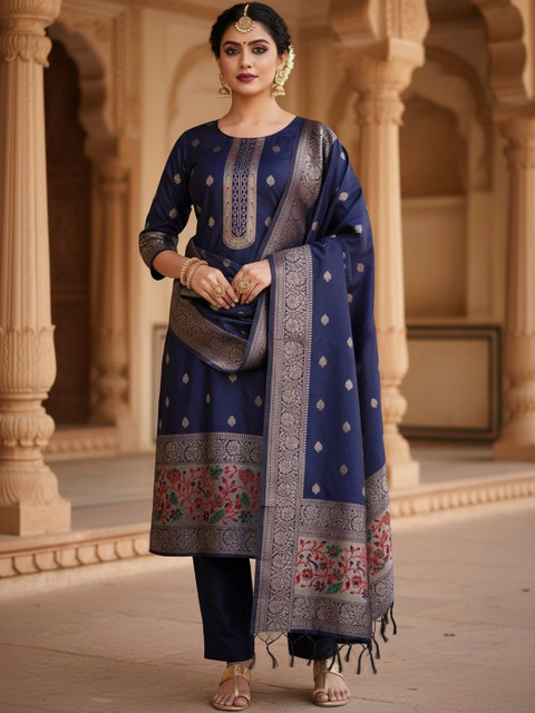 SZN Women Woven Design Kurta with Trousers & Dupatta