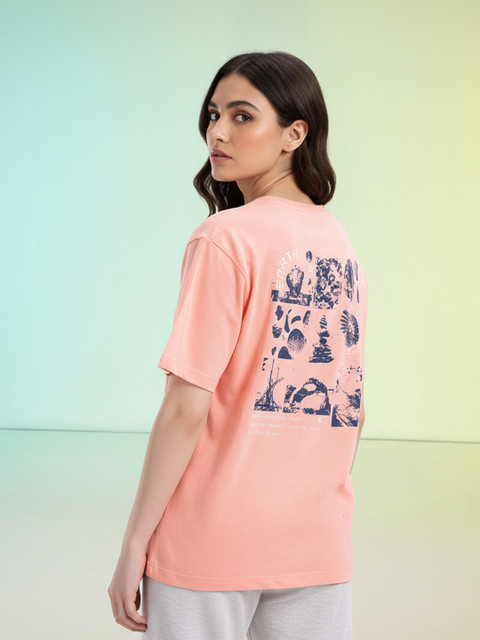 HRX by Hrithik Roshan Women Printed Drop-Shoulder Sleeves Relaxed Lifestyle T-shirt