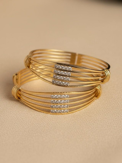 SZN Set Of 2 Gold-Plated Kundan-~Studded~ Bangles