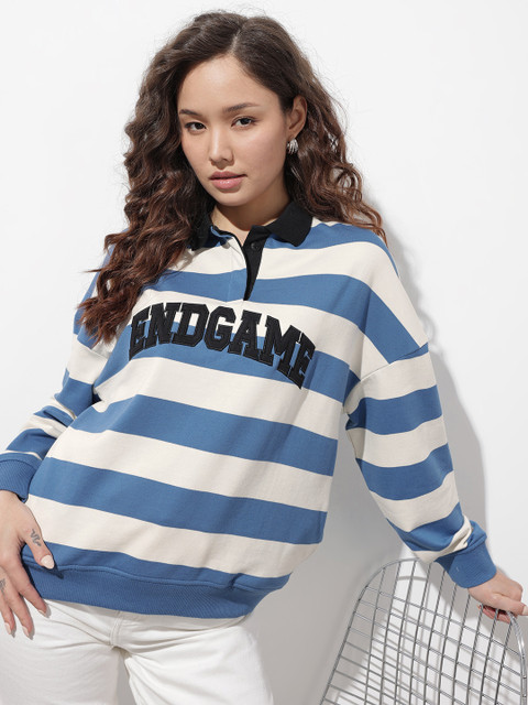 The Roadster Life Co. Striped Applique Sweatshirt