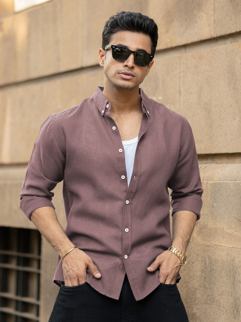 Powerlook Men Solid Button-Down Collar Casual Shirt