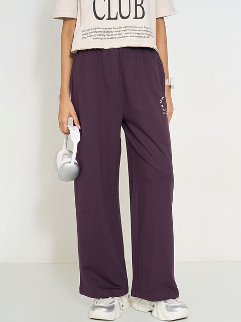 Ajile by Pantaloons Women Printed Pure Cotton Wide Leg Track Pants