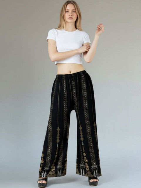 LASAFIYA Women Ethnic Motifs Printed Knitted Ethnic Palazzos