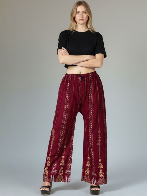 LASAFIYA Women Ethnic Motifs Printed Knitted Ethnic Palazzos