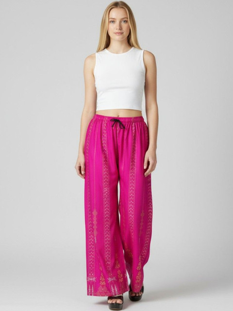 LASAFIYA Women Ethnic Motifs Printed Knitted Ethnic Palazzos