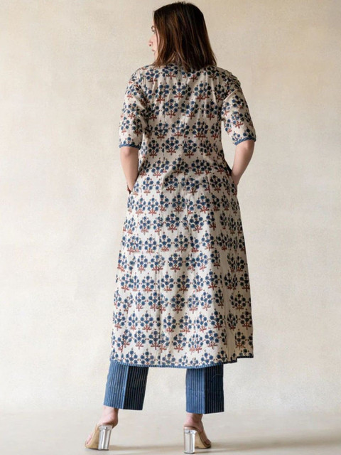 KAUTHAMEE Women Ethnic Motifs Printed Regular Kurta with Trousers - Image 3