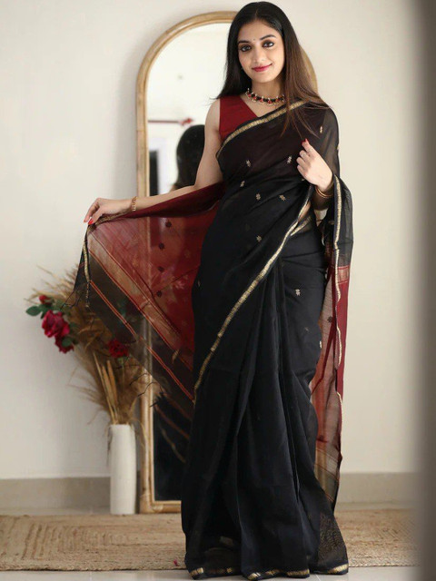 Anouk Embellished Zari Silk Blend Kanjeevaram Saree