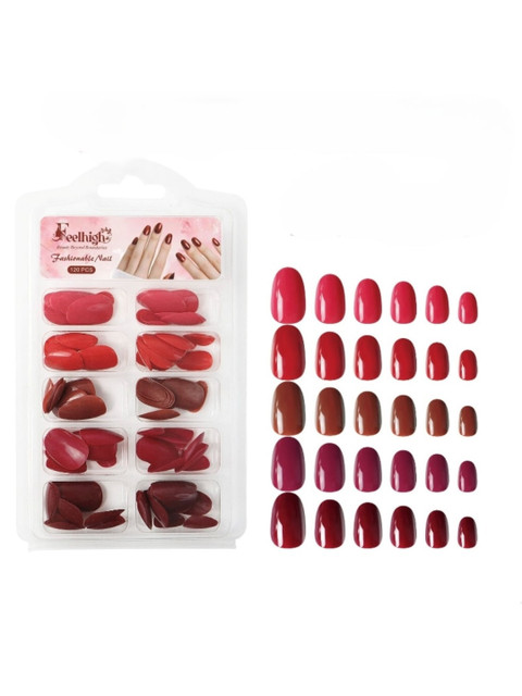 FEELHIGH 120-Pcs Press On Nail Tips Medium Round Artificial Nail Extensions