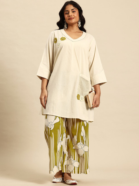 Sia Ab Pehnegi Duniya Embroidered Regular Beads and Stones Kurta With Palazzos Co-Ords Set - Image 6