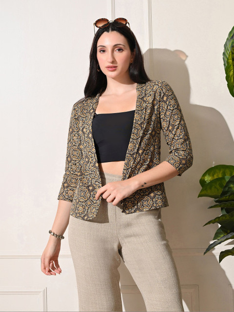 KALINI Women Printed Cotton Open Front Shrug