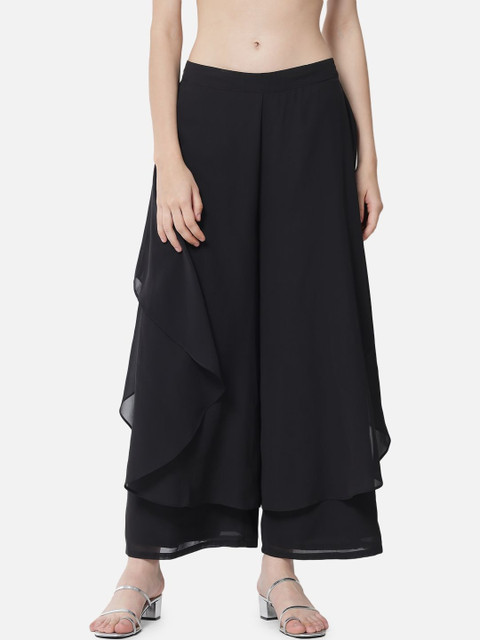 SZN Women Flared Georgette Ethnic Palazzos