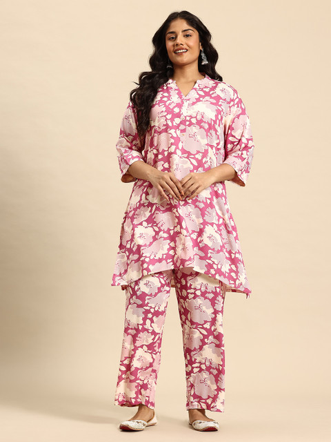 Sia Ab Pehnegi Duniya Printed Mandarin Collar Straight Kurta With Trousers Co-Ords Set