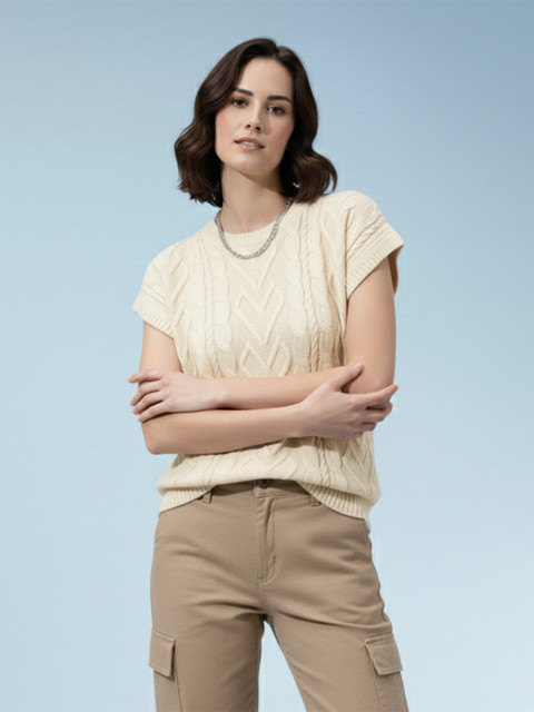 glitchez Acrylic Extended Sleeves Cable Knit Pullover