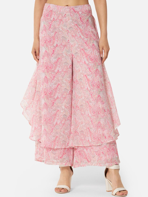 SZN Women Printed Flared Georgette Ethnic Palazzos