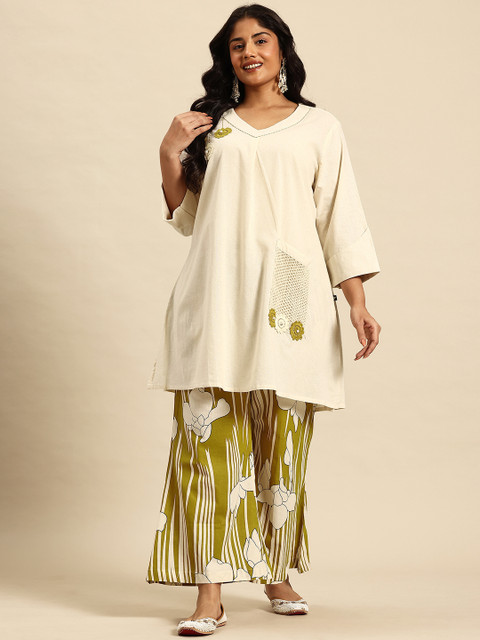 Sia Ab Pehnegi Duniya Embroidered Regular Beads and Stones Kurta With Palazzos Co-Ords Set