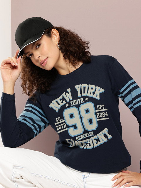 DILLINGER Womens Oversized Long Sleeve Printed Tshirt