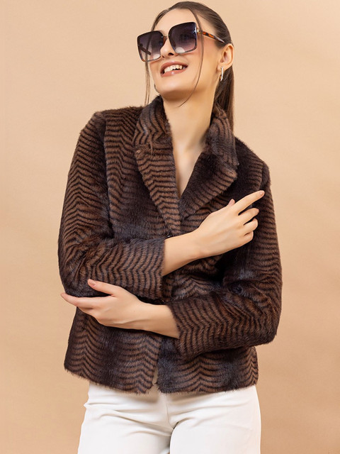 all about you Women Notched Lapel Faux Fur Blazers