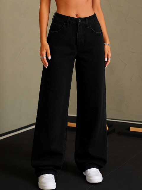 KASHIAN Women Loose Wide Leg High-Rise Stretchable Jeans