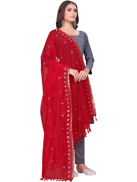 Kemza Embroidered Organza Dupatta with Sequinned