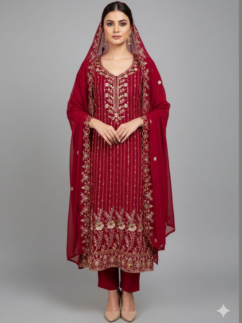 DWARKAPURI FASHION Embroidered Unstitched Dress Material