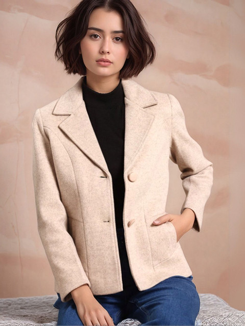 all about you Notched Lapel Collar Woolen Short Overcoat