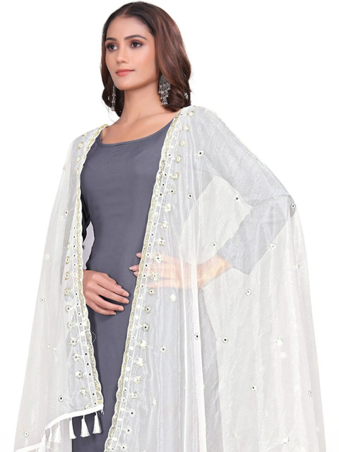 Kemza Embroidered Organza Dupatta with Sequinned - Image 2