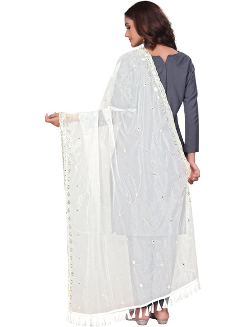 Kemza Embroidered Organza Dupatta with Sequinned - Image 5
