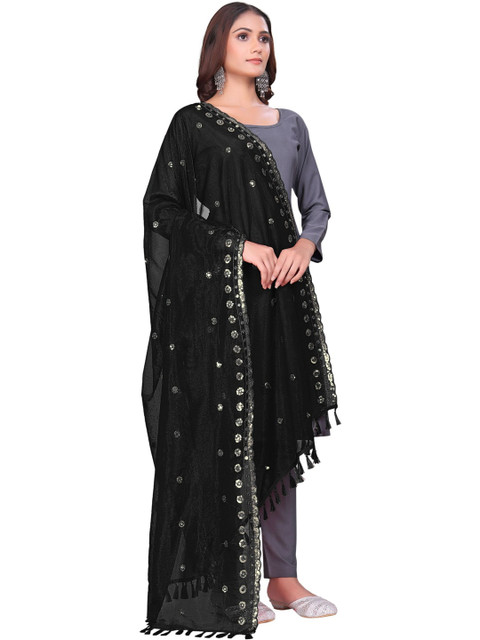 Kemza Embroidered Organza Dupatta with Sequinned